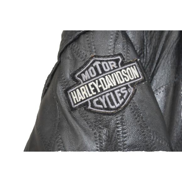 Vintage MAXAM Lambskin Leather Biker Jacket Harley Patch Mosaic Panel Black M - Picture 7 of 8